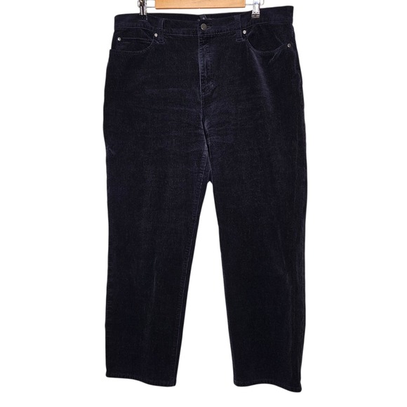 Eileen Fisher Corduroy Pants Womens L Dark Wash Organic Cotton 2023 Basic Casual - Picture 1 of 9